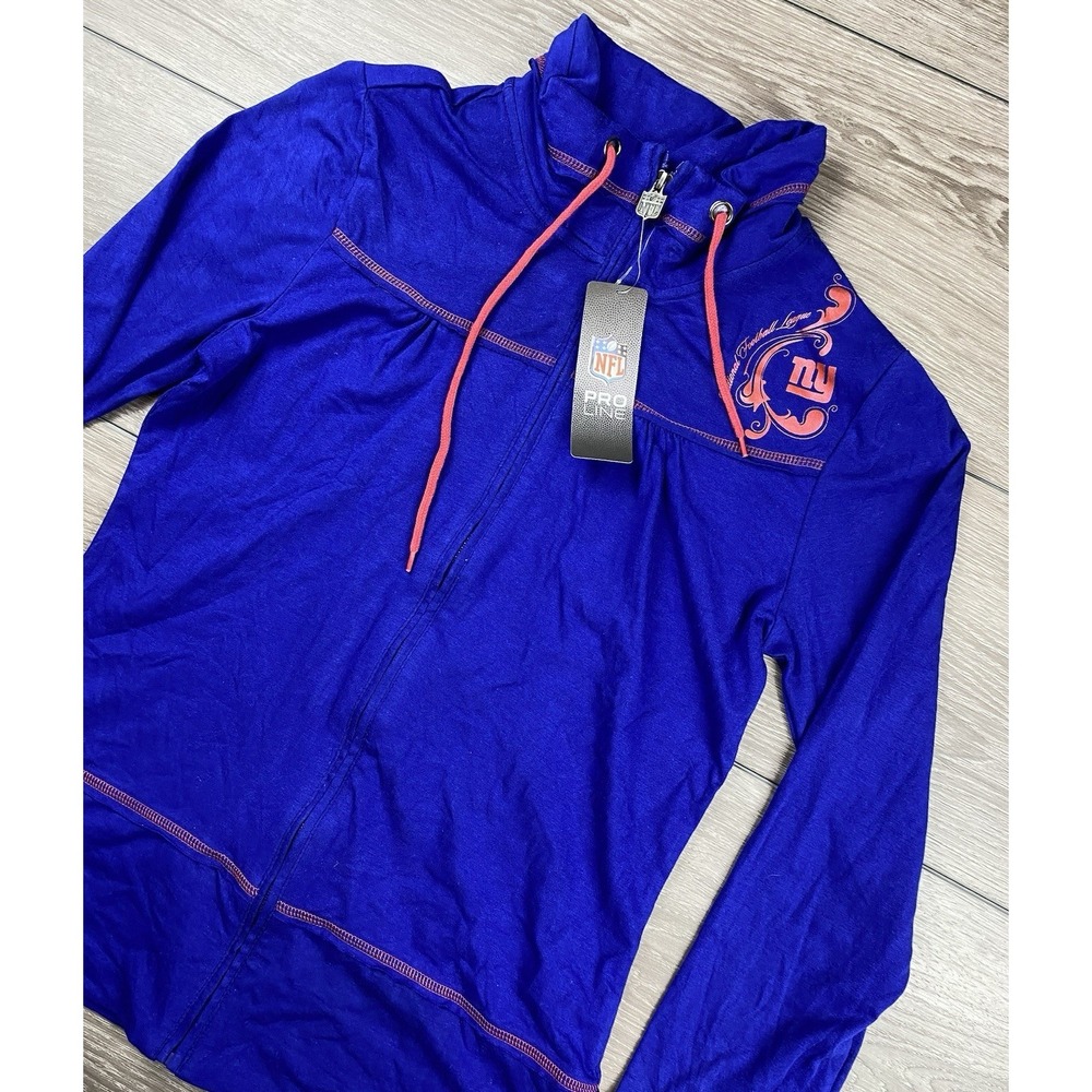 NFL Women's Pro Line‎ New York Giants Full Zip Logo Sweater Blue Large New